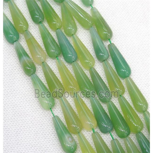 spring green Agate teardrop beads