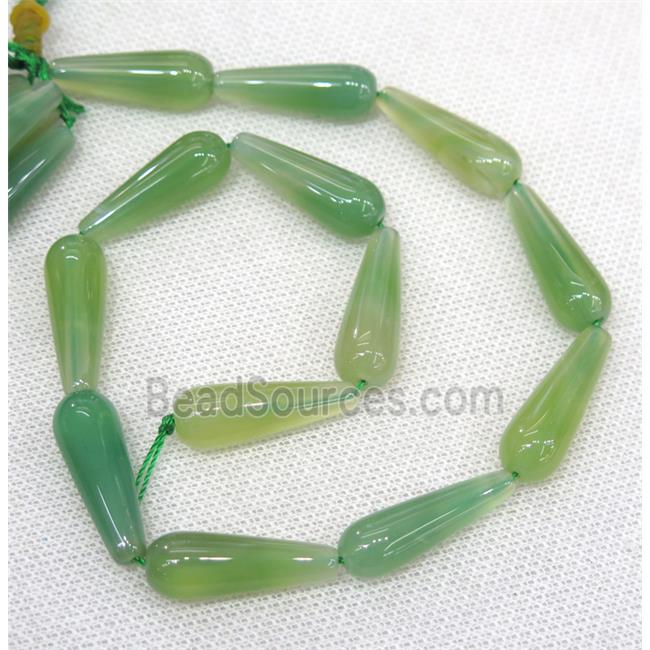 spring green Agate teardrop beads