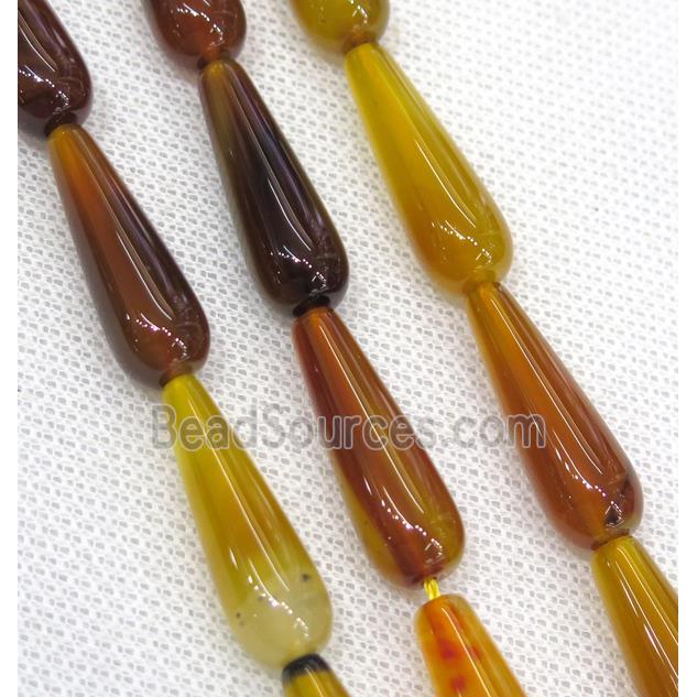 orange Agate teardrop beads