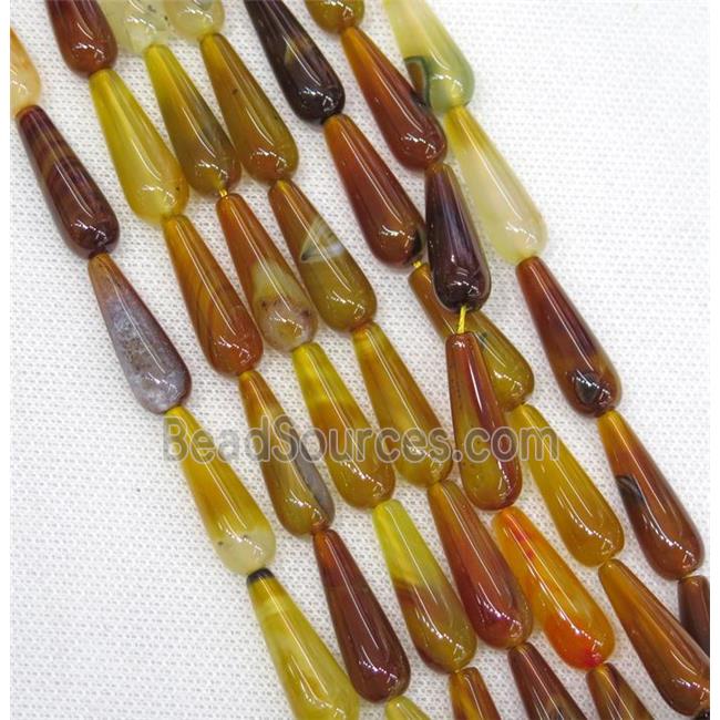 orange Agate teardrop beads