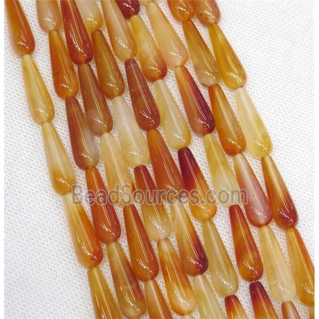 orange Agate teardrop beads