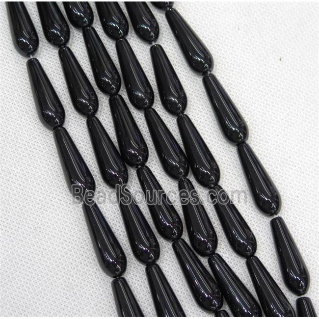 black Agate teardrop beads