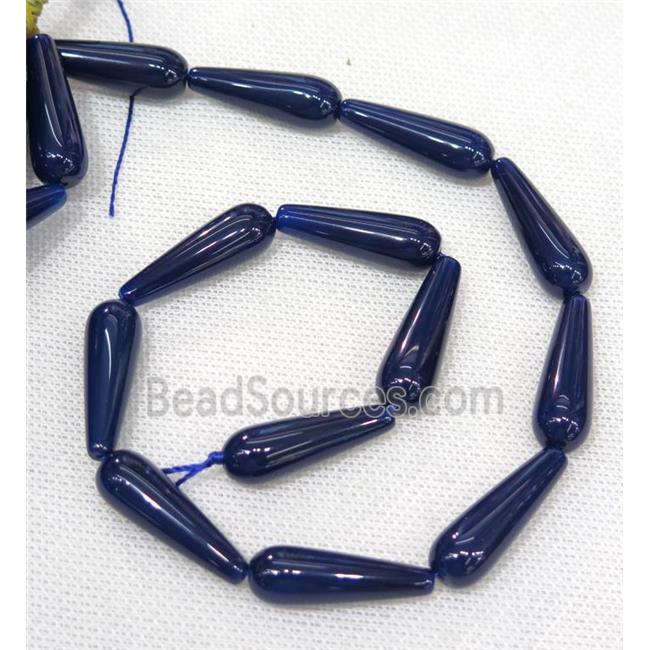 deep blue Agate teardrop beads