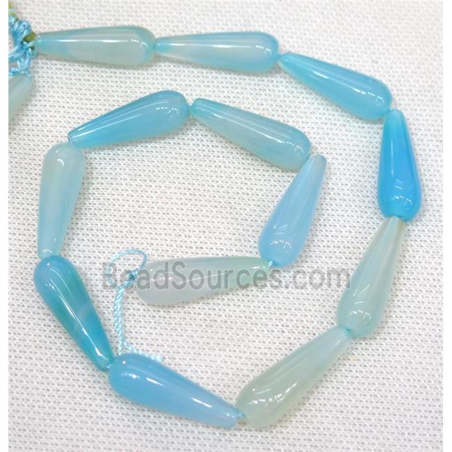 lt.blue Agate teardrop beads