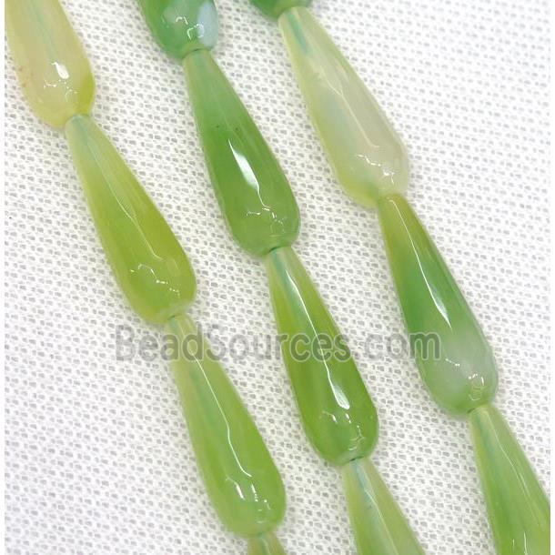 green Agate beads, faceted teardrop