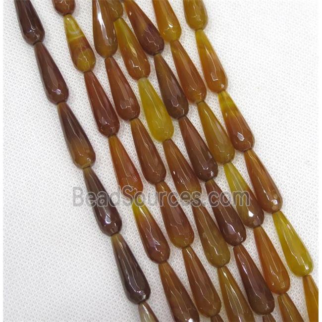 orange Agate beads, faceted teardrop