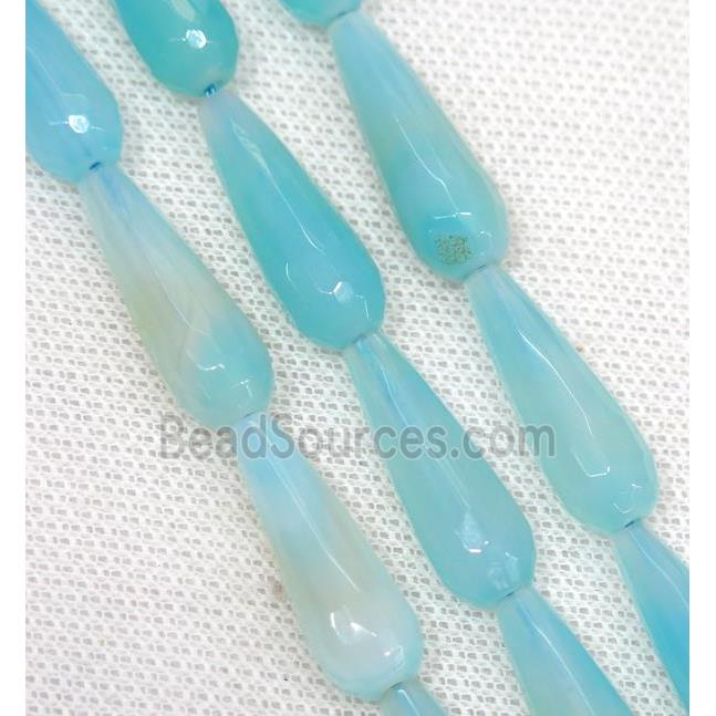 blue Agate beads, faceted teardrop