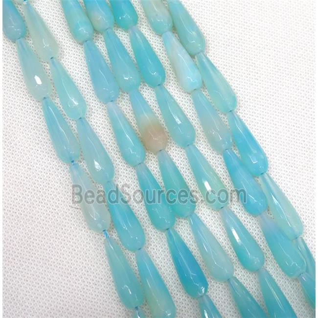 blue Agate beads, faceted teardrop