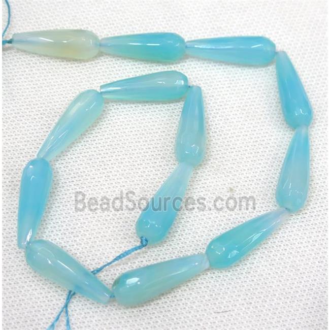 blue Agate beads, faceted teardrop