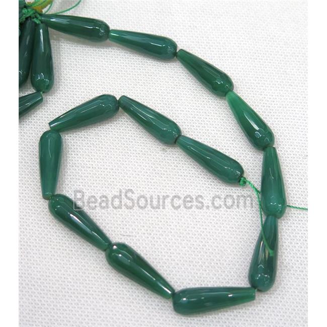 green Agate beads, faceted teardrop