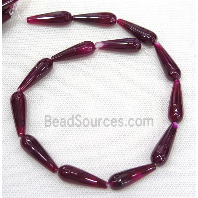 mauve Agate beads, faceted teardrop