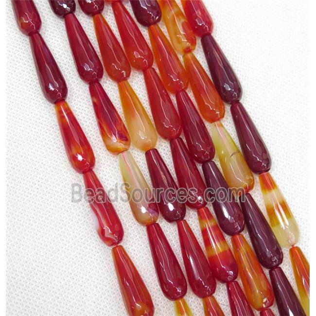 orange Agate beads, faceted teardrop