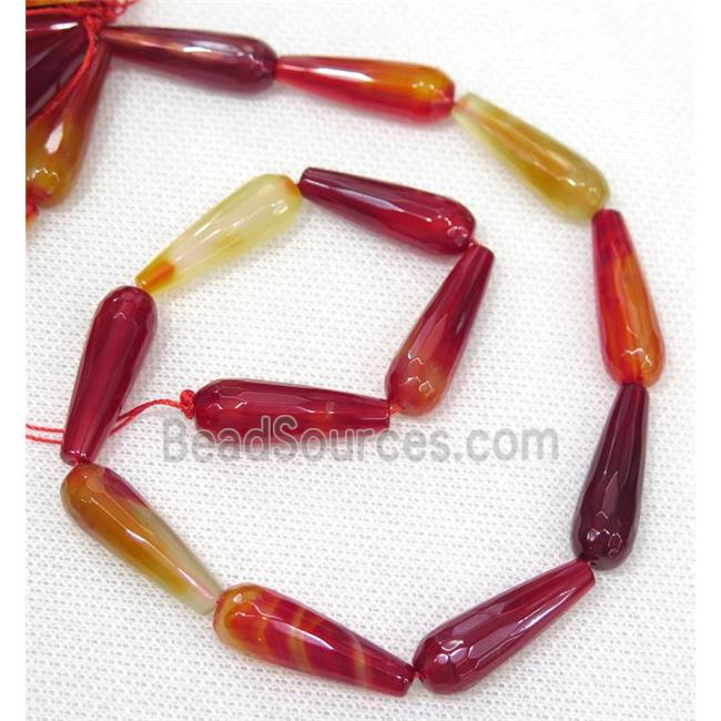 orange Agate beads, faceted teardrop