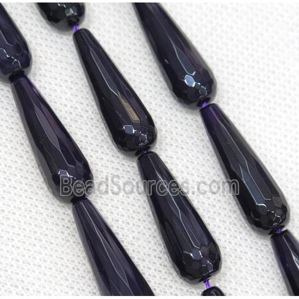 darkpurple Agate beads, faceted teardrop