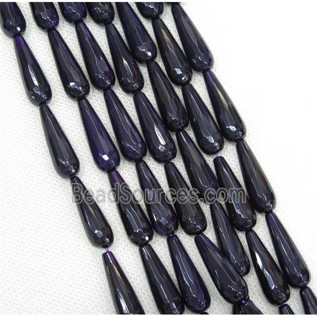 darkpurple Agate beads, faceted teardrop