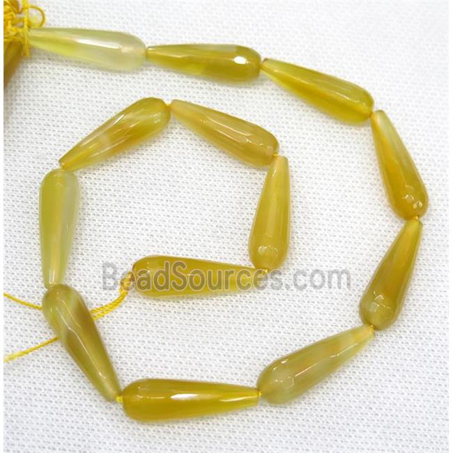 yellow Agate beads, faceted teardrop