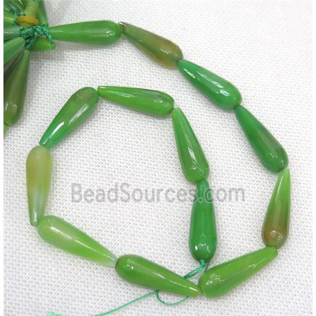 green Agate beads, faceted teardrop