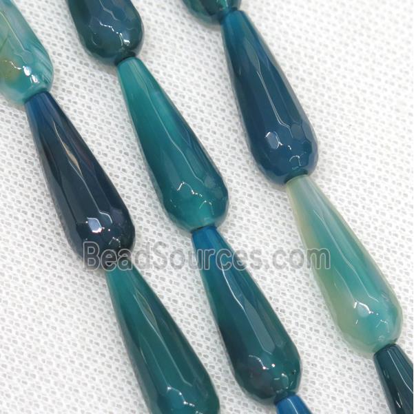 teal Agate beads, faceted teardrop