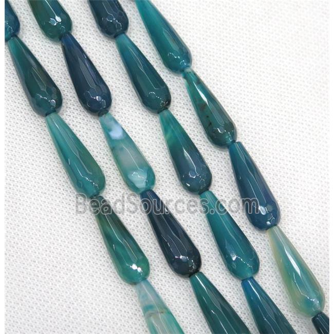 teal Agate beads, faceted teardrop