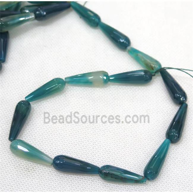 teal Agate beads, faceted teardrop