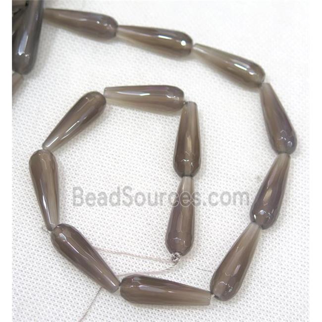 gray Agate beads, faceted teardrop