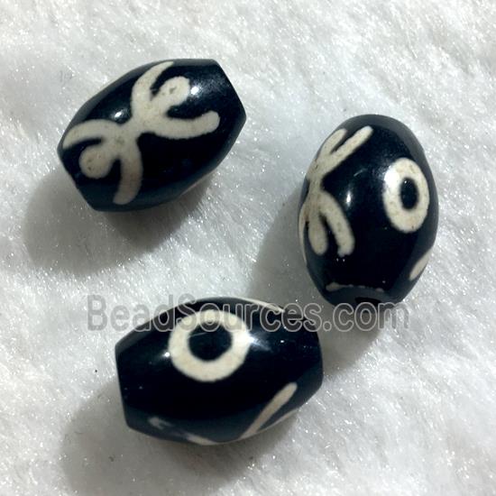 black tibetan style agate beads, oval