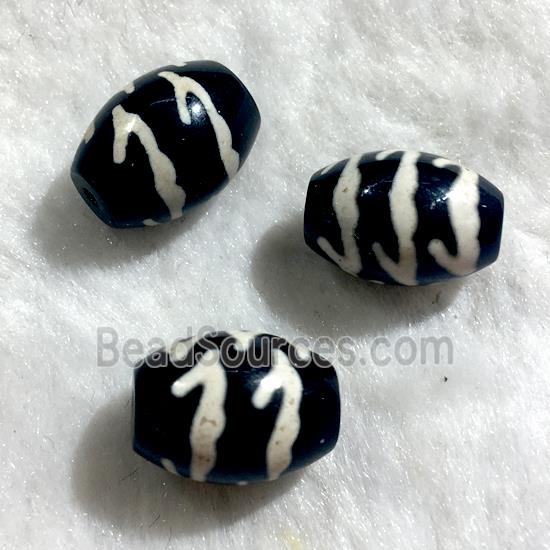 black tibetan style agate beads, oval