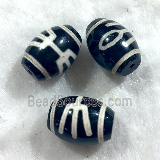 black tibetan style agate beads, oval