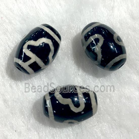 black tibetan style agate beads, oval