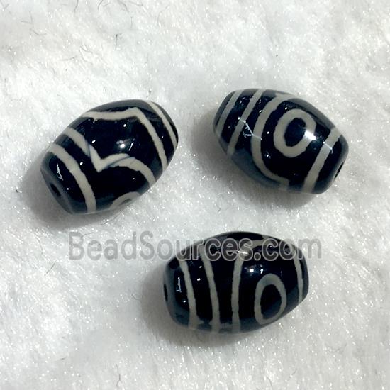 black tibetan style agate beads, oval