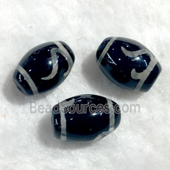 black tibetan style agate beads, oval