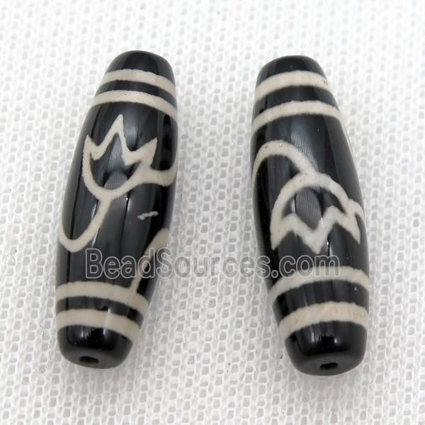 black tibetan style agate beads, oval