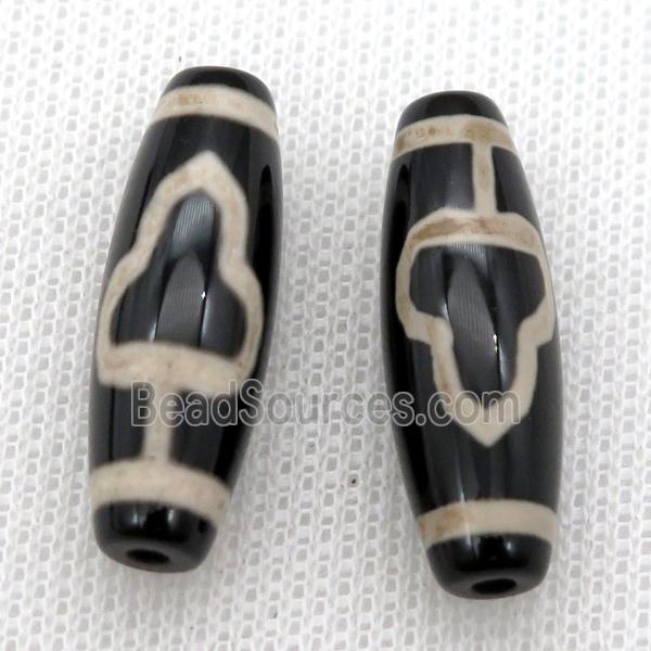 black tibetan style agate beads, oval