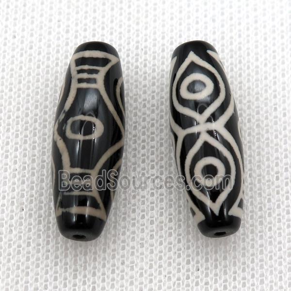 black tibetan style agate beads, oval