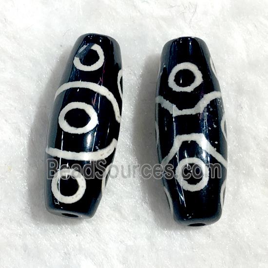 black tibetan style agate beads, oval