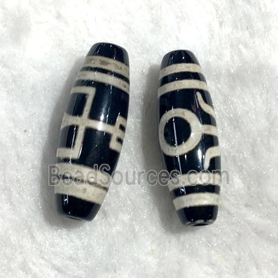 black tibetan style agate beads, oval