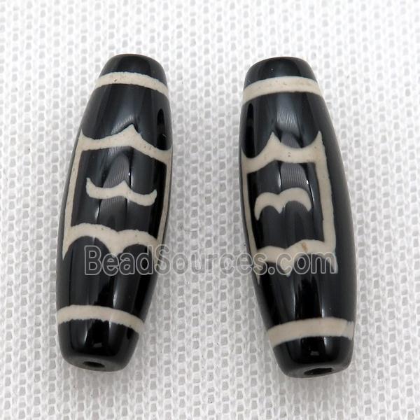 black tibetan style agate beads, oval