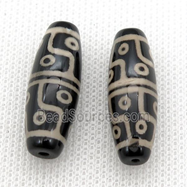 black tibetan style agate beads, oval