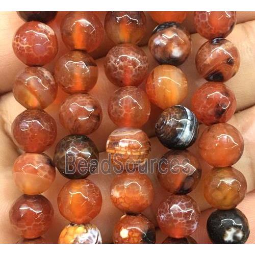 red fire agate beads, faceted round