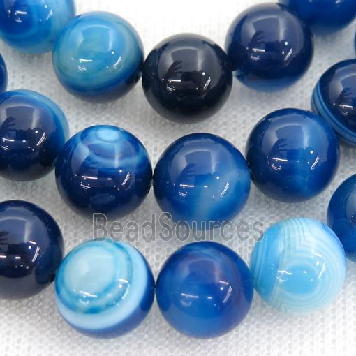 round blue striped Agate Beads