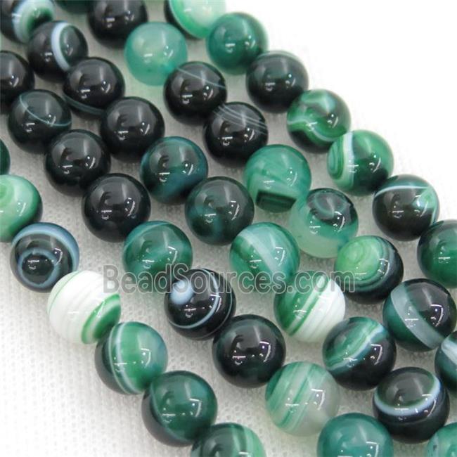 round striped Agate Beads, peacock green