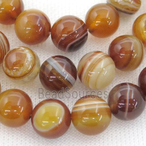 Natural Stripe Agate Beads Banded Ambergold Dye Smooth Round