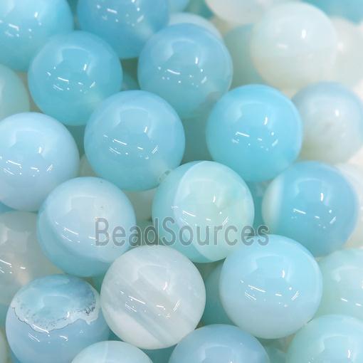 round striped Agate Beads, lt.blue