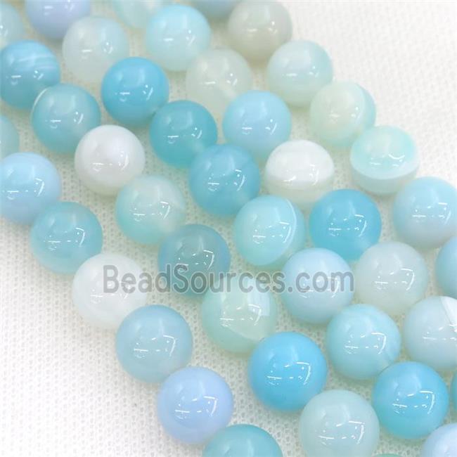 round striped Agate Beads, lt.blue