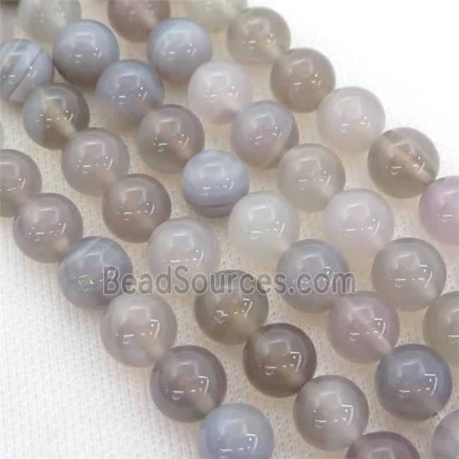 round striped Agate Beads, smooth gray