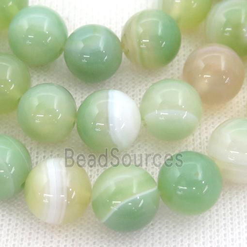 round striped Agate Beads, green