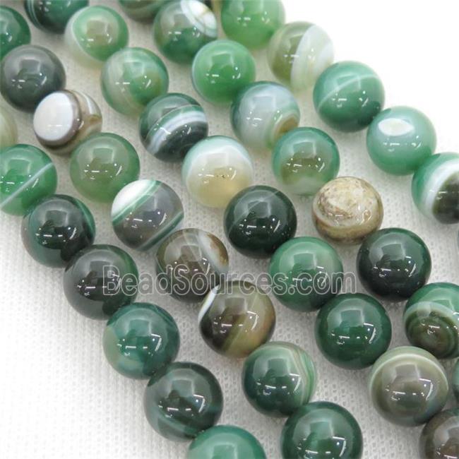 round striped Agate Beads, green