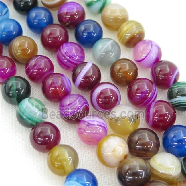 round striped Agate Beads, mix color