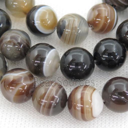 round striped Agate Beads, dark coffee