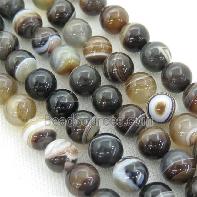 round striped Agate Beads, dark coffee